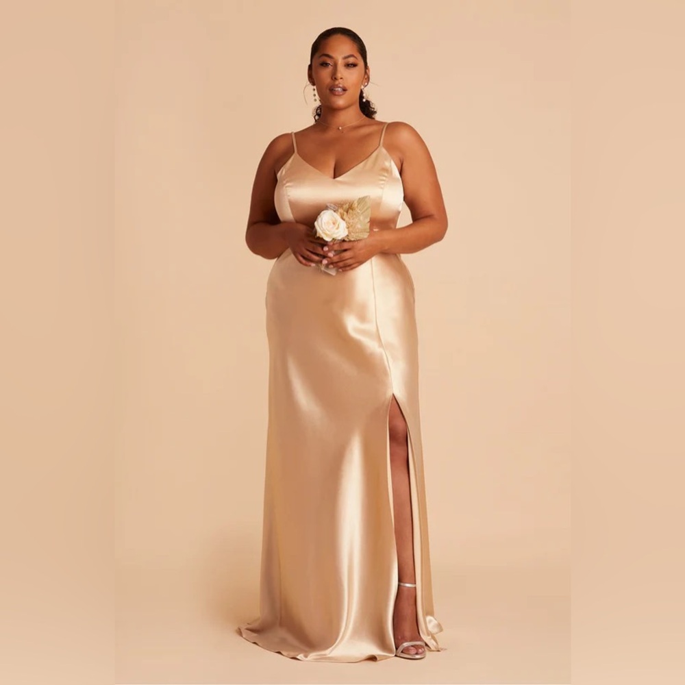 Birdy Grey Jay Gold Shiny Satin Bridesmaid Dress in 3X